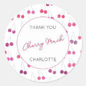 Cherry Waterverf gepersonaliseerde dank u Ronde Sticker (Voorkant)