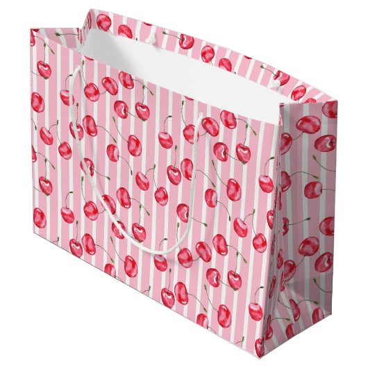 Cherry Waterverf Pattern Groot Cadeauzakje (Achterkant Gekanteld)
