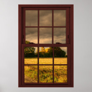 Cherry Wood Afbeelding Window Scenery - Stormy Sky Poster