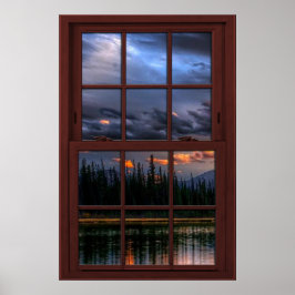 Cherry Wood Afbeelding Window Scenery Uitzicht 1 v Poster