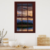 Cherry Wood Afbeelding Window Scenery Uitzicht 2 v Poster (Keuken)