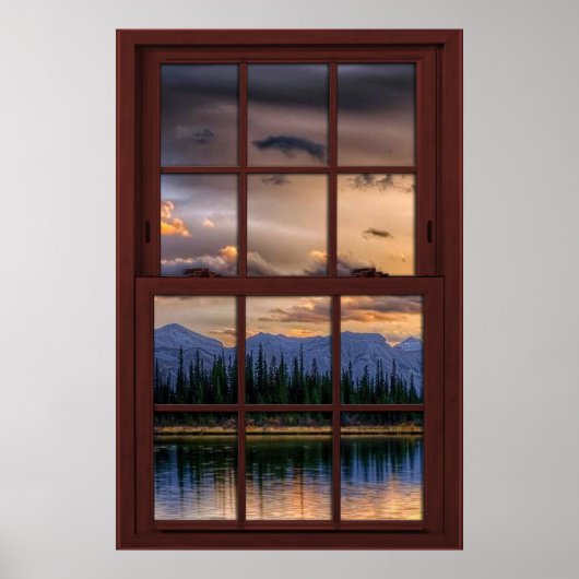Cherry Wood Afbeelding Window Scenery Uitzicht 2 v Poster (Voorkant)