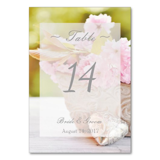 Cherryblososflower Floral Wedding Table Number Kaart (Voorkant)