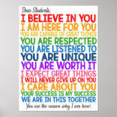 Chers élèves Poster en classe (Devant)