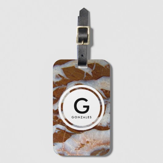 Chert Rock met Quartz Aderen en Monogram Bagagelabel (Voorkant (verticaal))
