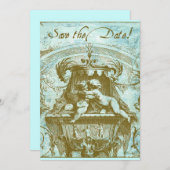 Cherub 18th Century Design Save the Date (Voorkant / Achterkant)
