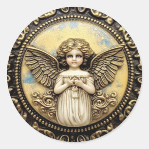 Cherub Angel Bidden Ronde Sticker