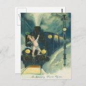 Cherub Angel Four Leaf Clover Train Briefkaart (Voorkant / Achterkant)