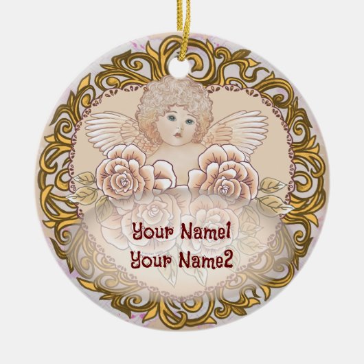 Cherub Angel Heart Keramisch Ornament (Voorkant)