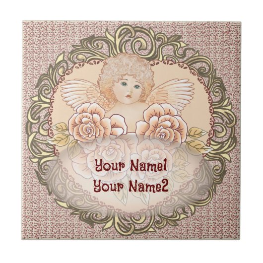 Cherub Angel Heart Tegeltje (Voorkant)