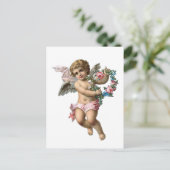 Cherub Angel-kerstVintage Briefkaart (Staand voorkant)
