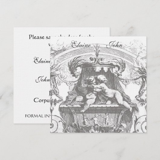 Cherub Angels French Architecture Invitation (Devant / Derrière)