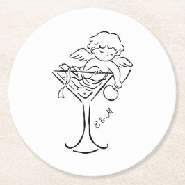 Cherub Cupid Cocktail Wedding Engagement  Ronde Kartonnen Onderzetter