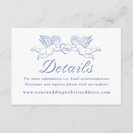 Cherub Cupid Couple Holding Heart Wedding Details Informatiekaartje