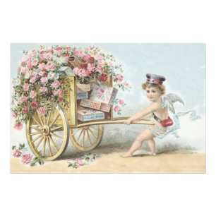 Cherub Cupid Post Roos Snoep Kar Foto Afdruk