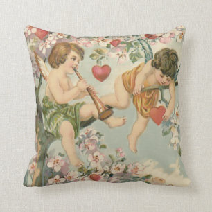 Cherub Cupido Fluit Magnolia Boom Hart Kussen