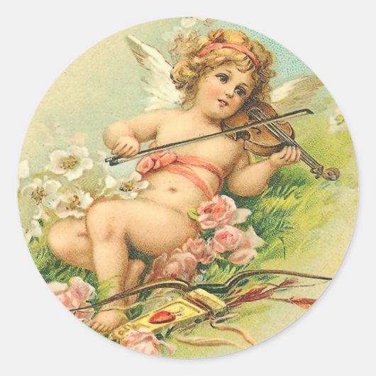 Cherub en Viool Stickers (Voorkant)
