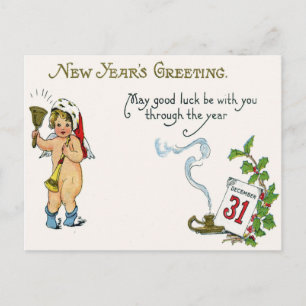 Cherub Engel Holly Kalender Bel Horn Briefkaart