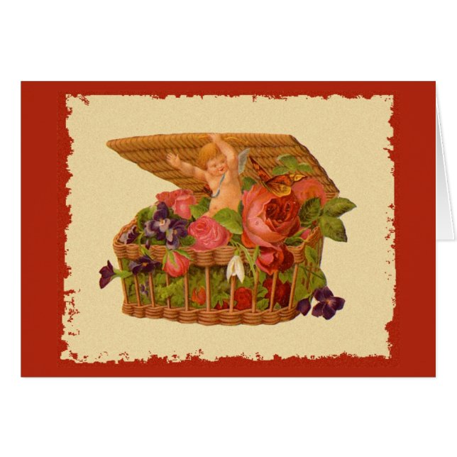 Cherub et Roses dans une corbeille (Devant Horizontal)