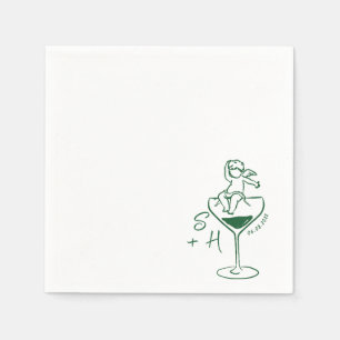 Cherub Hand Getrokken Cupido Icon Cocktail Wedding Servet
