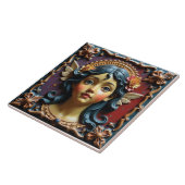 Cherub in Paarse en rode kleur Tegeltje (Zijkant)