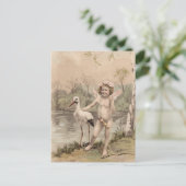  Cherub met Stork bij Lake Briefkaart (Staand voorkant)