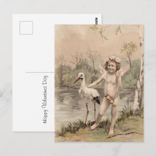  Cherub met Stork bij Lake Briefkaart (Voorkant / Achterkant)