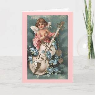 Cherub met Violin Feestdagen Kaart