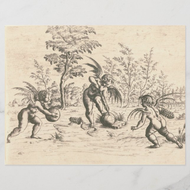 Cherub Renaissance Vintage 1600 Papier à papier à  (Devant)