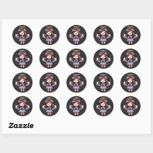 Cherubic Anime Angel - engelachtig, kawaii, Ronde Sticker