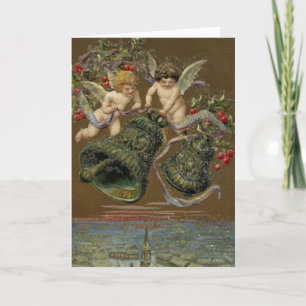 Cherubijnen die in Kerstmis 1906 bellen Feestdagen Kaart