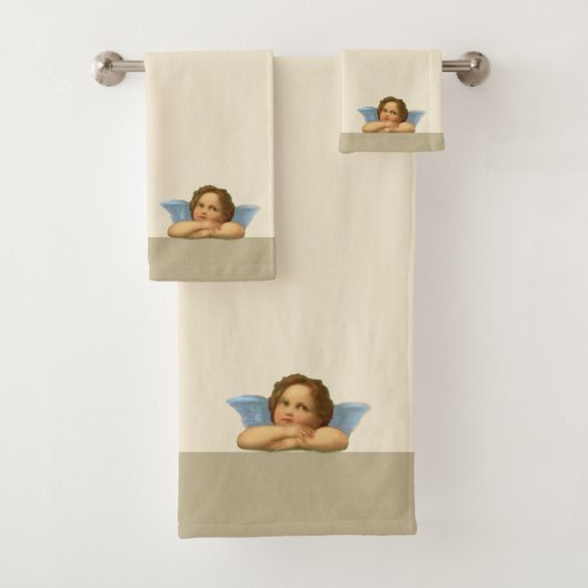 Chérubin stylé de Raphaël sur serviettes de bain b (En situation)