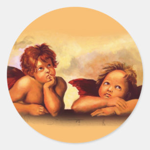 Cherubs, Angels, na Raphael: Origineel Kunstwerk Ronde Sticker