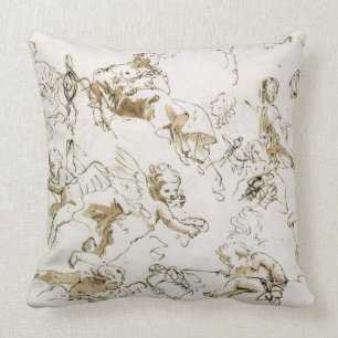 Cherubs, begin 18e eeuw (pen, inkt en was) kussen