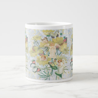 Cherubs, Butterflies en Flowers in Geel Extra Grote Mok