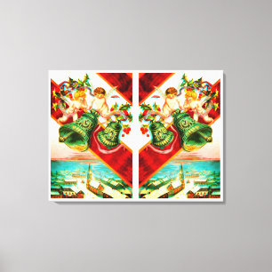 Cherubs die bellen luiden op canvas afdruk