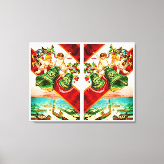 Cherubs die bellen luiden op canvas afdruk (Voorkant)