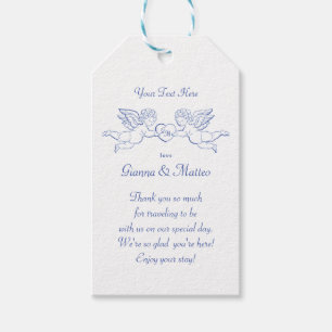 Cherubs die een hart vasthouden Koppel Cupido's In Cadeaulabel