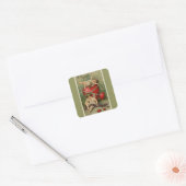  Cherubs en Valentijn Hearts Green Vierkante Sticker (Envelop)