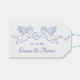 Cherubs met hart koppel Cupido's initialen Cadeaulabel