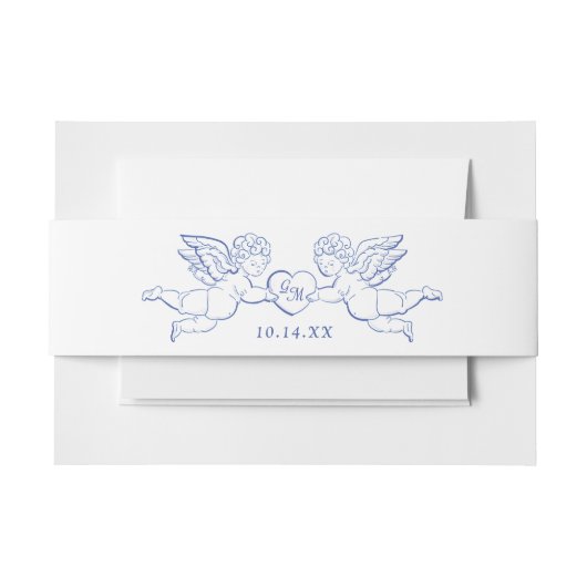 Cherubs met hart koppel Cupido's Initialen Uitnodigingen Wikkel (Voorkant Voorbeeld)