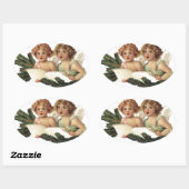 Cherubs Singing Carols Ovale Sticker (Vel)