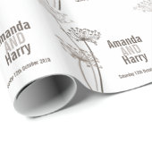 Chervil brun moderne noms mariage papier cadeau (Coin rond)