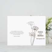 Chervil graphique fleur brune programme de mariage (Debout devant)