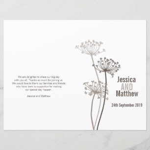 Chervil graphique fleur brune programme de mariage