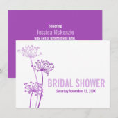 Chervil modern paars bridal doucheuitnodiging kaart (Voorkant / Achterkant)