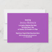 Chervil modern paars bridal doucheuitnodiging kaart (Achterkant)