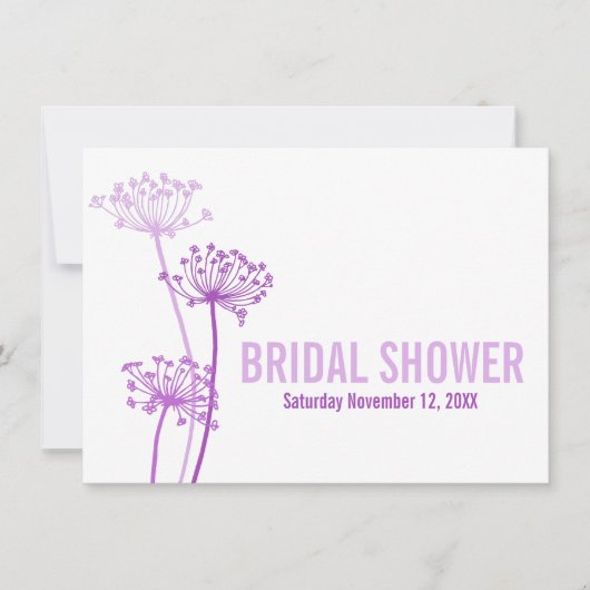 Chervil modern paars bridal doucheuitnodiging kaart (Voorkant)