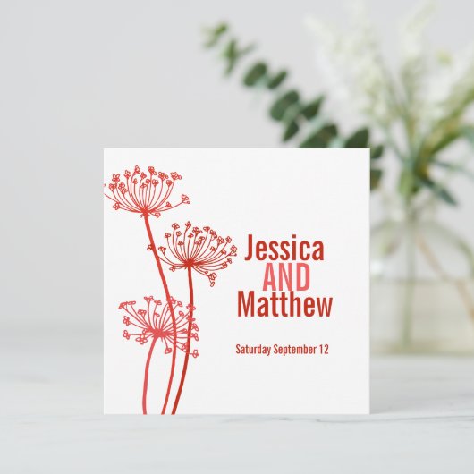 Chervil moderne fleur rouge foncé invitation maria (Debout devant)