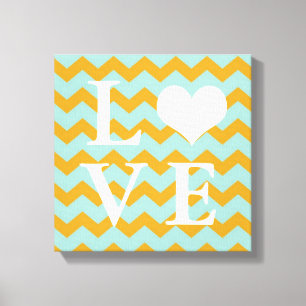 Chervon Patroons geel hart LEEVE canvaswand Canvas Afdruk